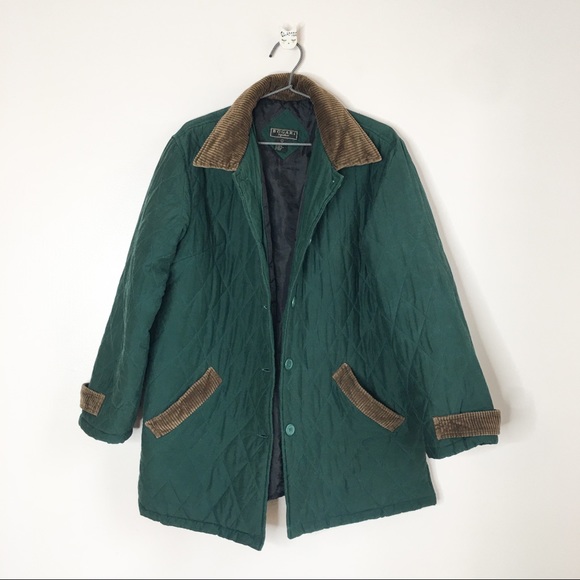 Vintage Quilted Jacket Coat Green Size Large - Picture 10 of 10